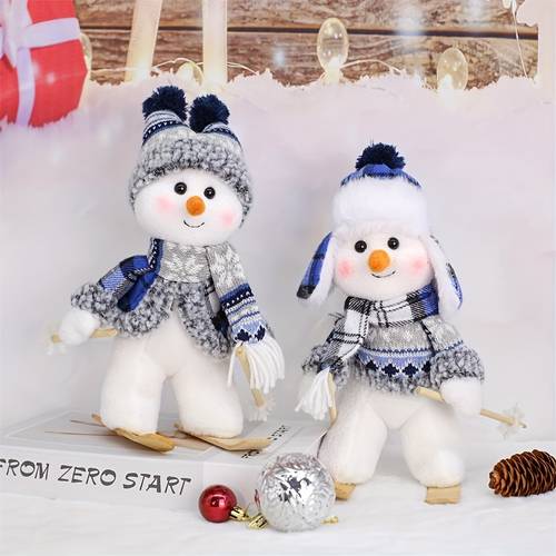 1pc Festive Snowman Figurine in Blue - Ideal for Christmas, Halloween, Thanksgiving, New Year & Valentine S Day Decor | Versatile Indoor/Outdoor Use | No Power Needed, Holiday Decoration|Seasonal Decor|Durable Fabric