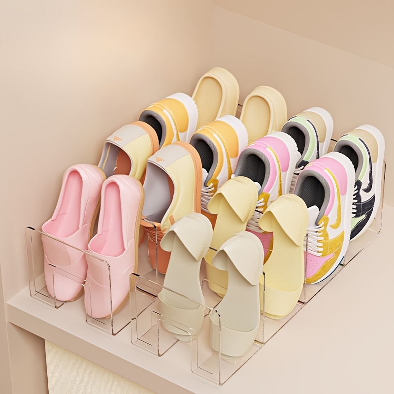 1pc acrylic shoe organizer 4 section shoe rack baby shoe storage shelf shoe box infant shoe cabinet childrens shoe organizer no wood no power required floor mounted versatile home entryway furniture details 0