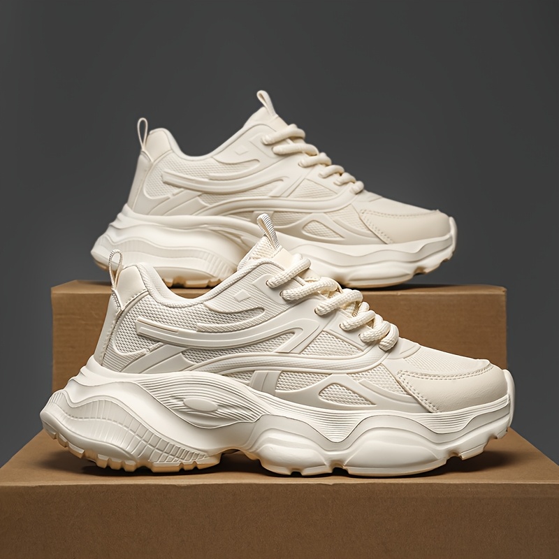 Thick-soled Casual Sneakers With Design That Adds Height And The Figure
