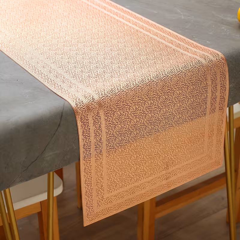1pc greek fret pattern pvc golden stamping table runner easy and stylish table mat dining table center decoration non slip and heat insulation mat suitable for wedding parties festival celebrations picnic camping Product details 4