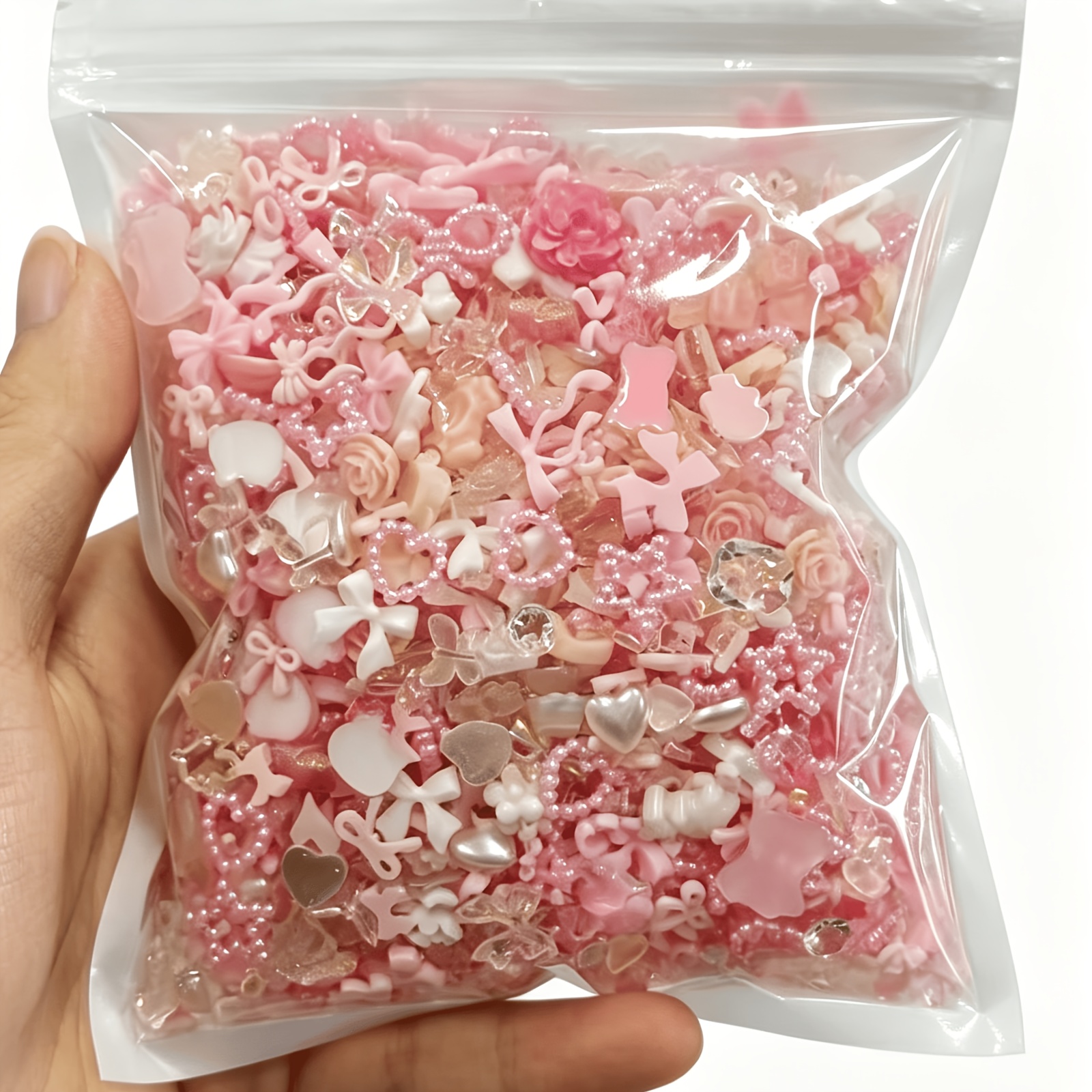 Image of 22g Mixed Resin Material Pearl Bow Nail Decoration Accessory Material Pack Handmade