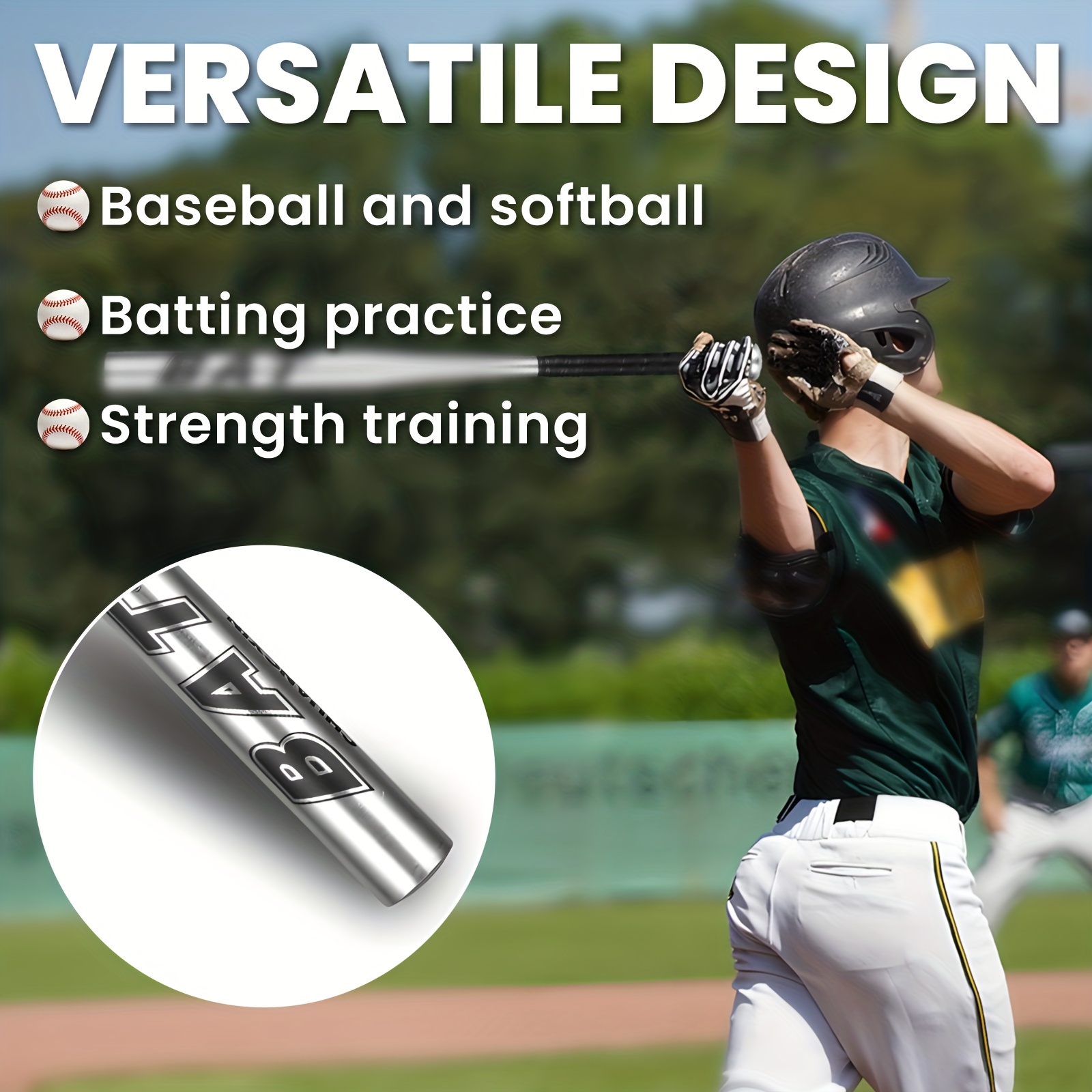 Batte De Baseball Aluminium 25 Pouces (63 Cm) Grise - Unisexe, Parfaite Pour Débutants