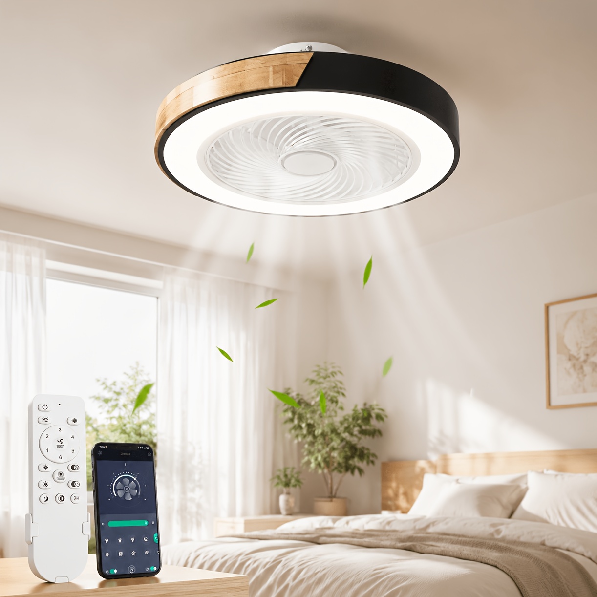 Modern Ceiling Fan With Light Suitable For Rooms, /-controlled Dimmable, 3 Color Temperature Adjustable Led Lamp, Quiet Motor, 6-speed Fan With Lamp For Living Room, Bedroom, Dining Room, Voltage