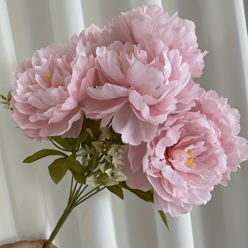 

Artificial Peony Flowers Bouquet, 7 Stems, Plastic Wedding And Engagement Decor, Home Living Room Table Faux Floral Arrangement, No Container Included