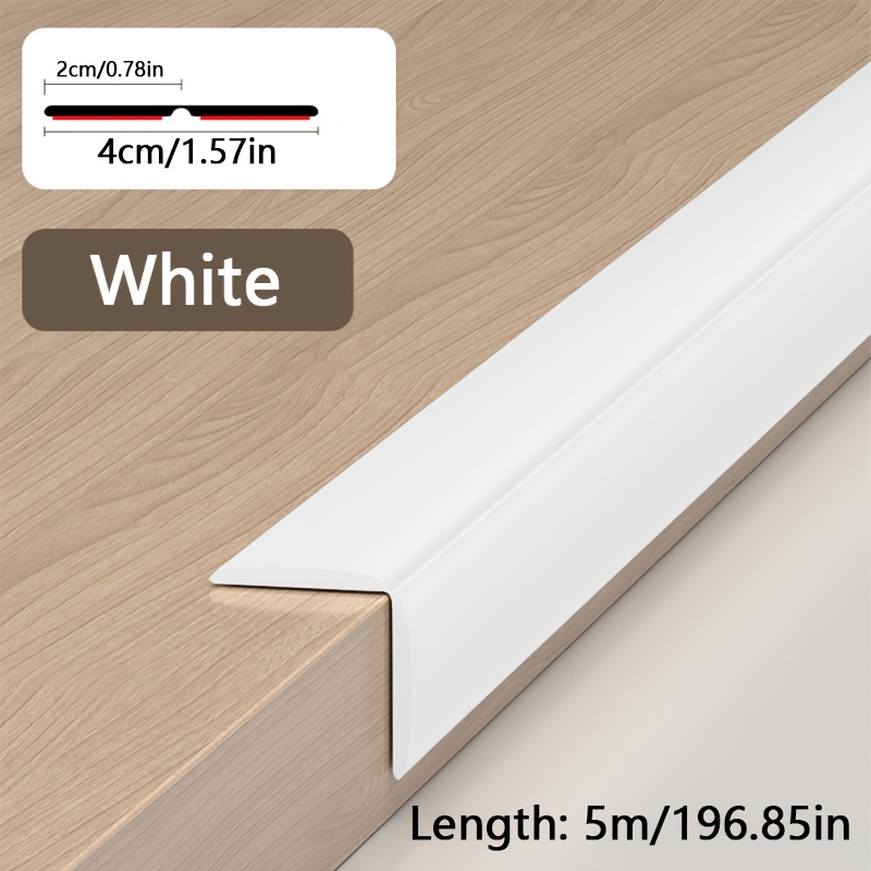 TEMU 5-meter/196.85-inch Self-adhesive Flexible Corner Molding | Pvc Material, Solid Color Texture, 3-in-1 Design (positive, Negative, Flat Edge),