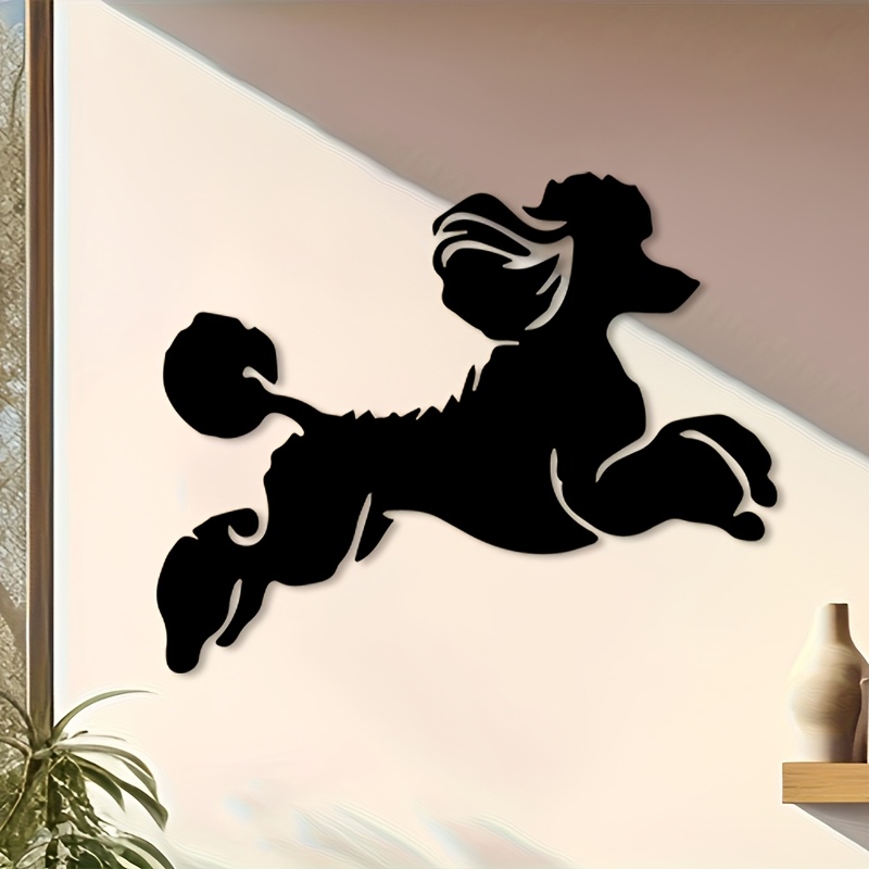 TEMU 2d Flat, 2d Metal-style Flat Design Product, A Vintage Poodle Metal Wall Decoration, Made Of Powder-coated Iron, Decorating Study Room Walls. An