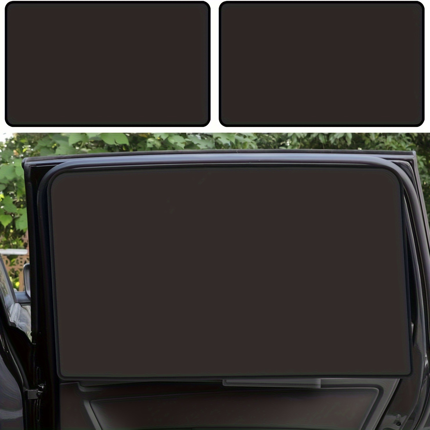 Image of 2pcs Magnetic Car Sunshade Curtains - Full Blackout, Heat Insulation And Privacy Protection For Side Windows, Retractable, Sunscreen