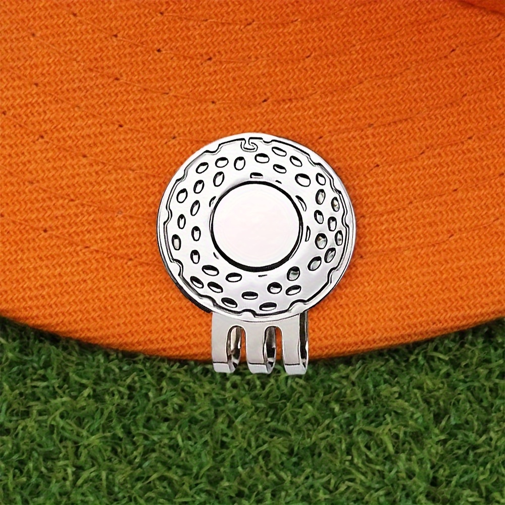 

4pcs Magnetic Golf Hat Clips With 25mm Silvery Ball Markers - Easy Retrieval & Accessory For Golfers