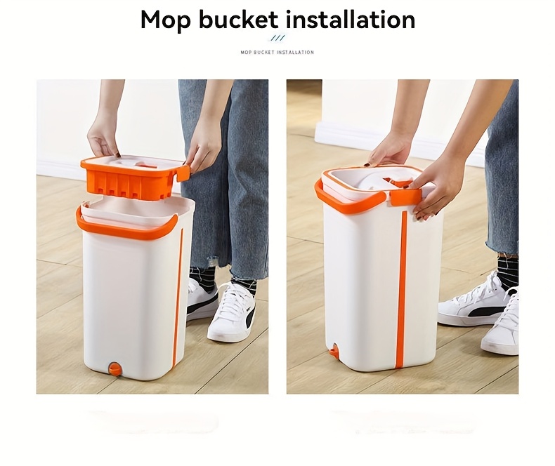 2 in 1 dry and wet mop and bucket set cleaner household cleaning tool   with 2 reusable mops suitable for kitchen bathroom living room bedroom   to charge details 8