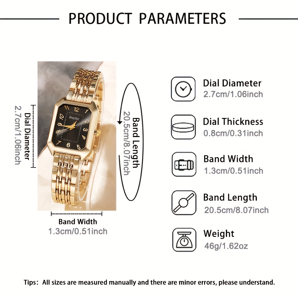 6pcs Stunning And Charming Women'S Quartz Watches with a Square Dial, Featuring a Heart-Shaped Pendant Jewelry Set, The Perfect Gift Choice for Women, Suitable for Year-Round Wear And Any Occasion