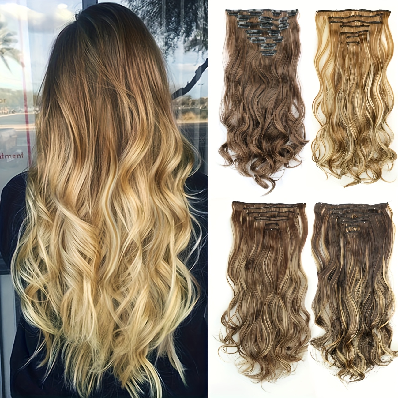 wig clip in hair extensions for women 16 clip curly hair extensions 7 sets of extensions 24inch   wig for everyday parties   and elegant   wig pieces halloween details 4