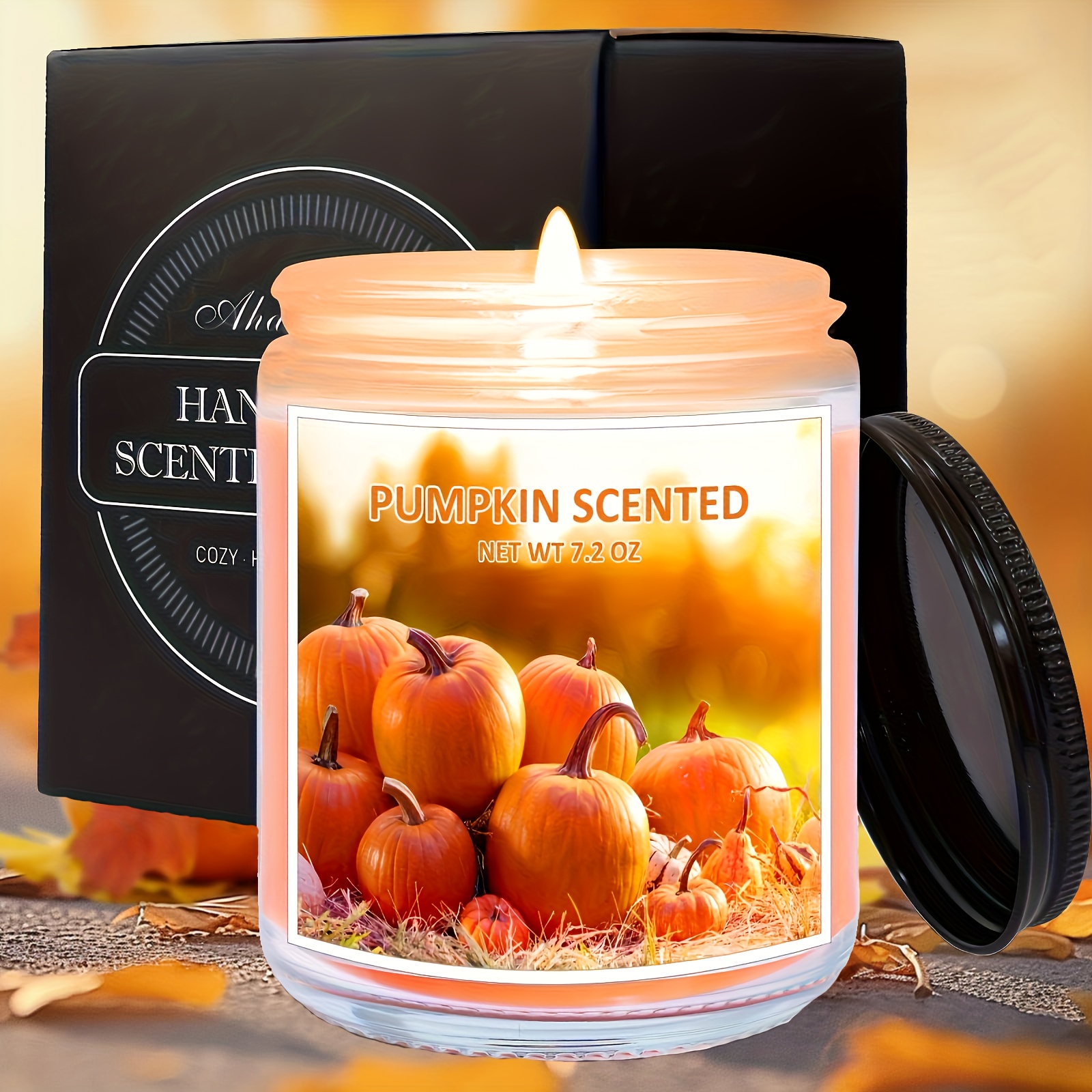 TEMU 1pc Of Pumpkin Fragrance Candle, 7.2 Ounce Of Candle Gifts, Suitable For Women And Men, Autumn Home Fragrance Candles, Soy Candles Burn For ,