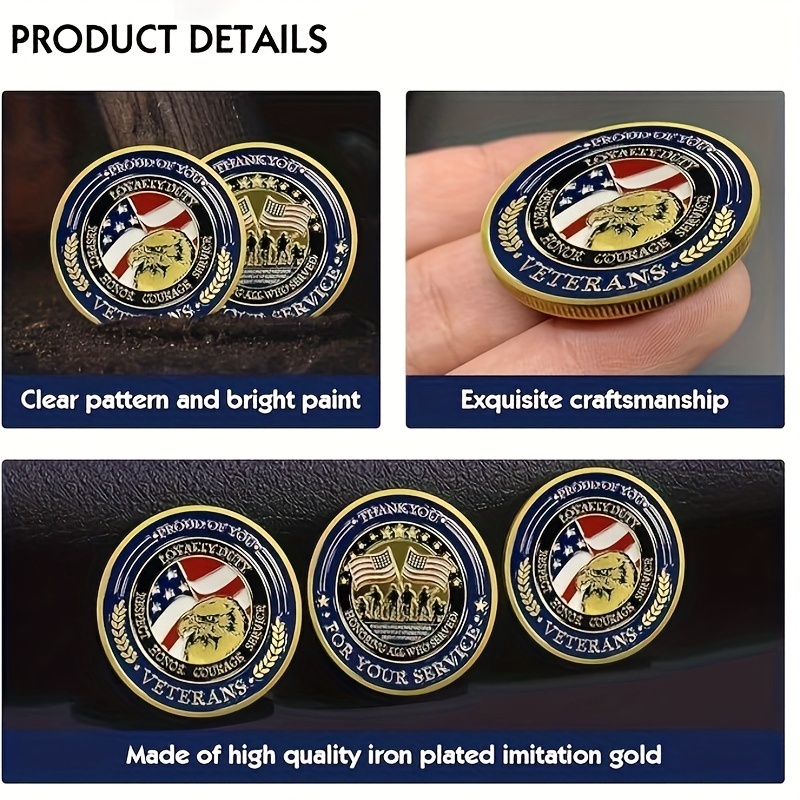 5-pack Patriotic American Challenge Coins, Iron U.s. Veterans Honoring ...