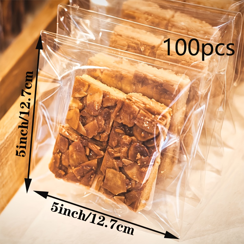 E-shop 100 Stück Klare Selbstversiegelnde Keksbeutel - Wiederverschließbare Cellophan-Beutel für Geschenke, 3x3 bis 6x6 Zoll - Ideal für Verpackung von