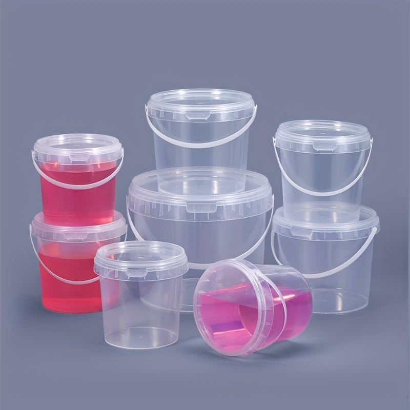 12pcs transparent round pp plastic food storage containers with handles 300ml 1000ml   high temperature resistant   microwave safe freezer friendly reusable sealable buckets for versatile   storage solutions   closure secure sealing lid details 2