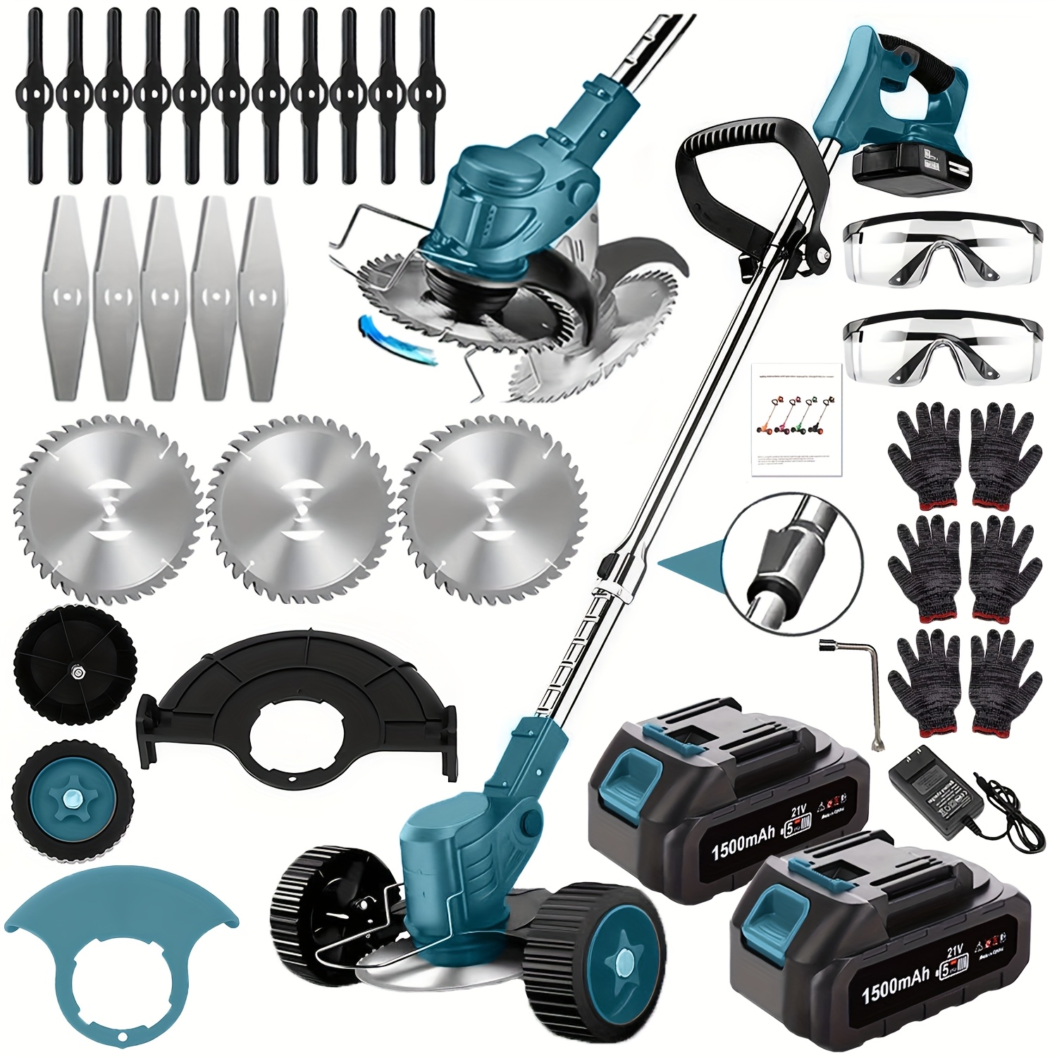portable home cordless electric lawn mower yard weeder cordless lawn mower with 3 models of blades and two high capacity lithium ion batteries   lots of gifts suitable for lawn yard   for father husband fathers day gift details 0