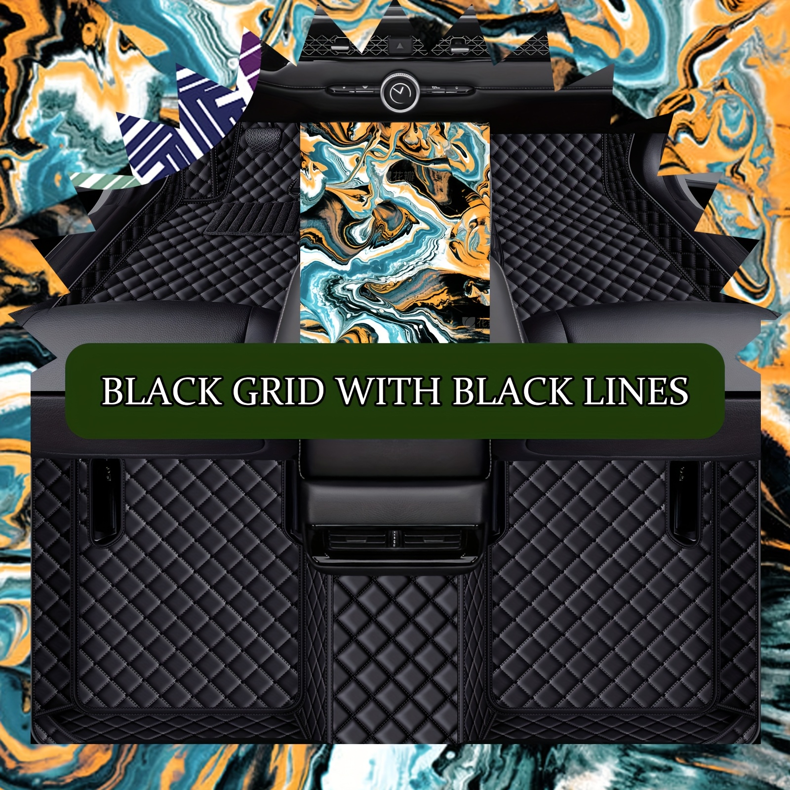 TEMU For Q4 2022-2023 Floor Mats - Premium Pu Leather, Waterproof & , Non-slip Diamond Pattern, Protection, Durable Car Interior Accessories,