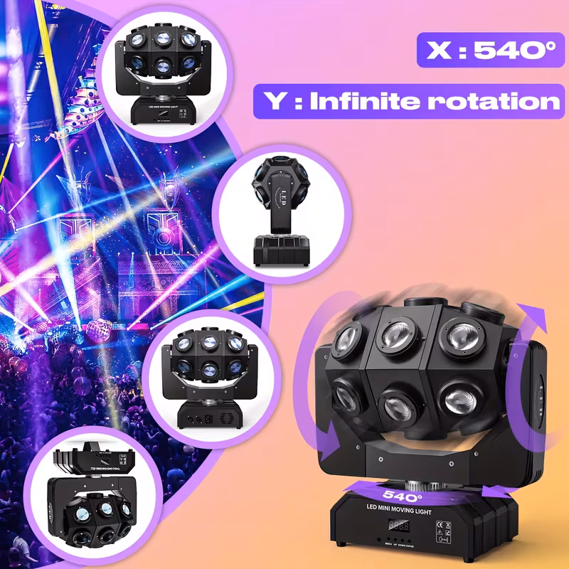 270w moving head 18 led rotating beam dmx stage light rgbw halloween christmas dj disco 4