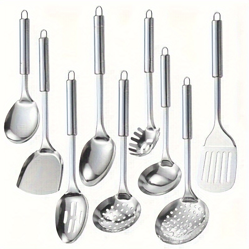 TEMU 9- Stainless Steel Utensil Set - Kitchen Cooking Tools, & Dishwasher Safe, Essential Gadgets For &