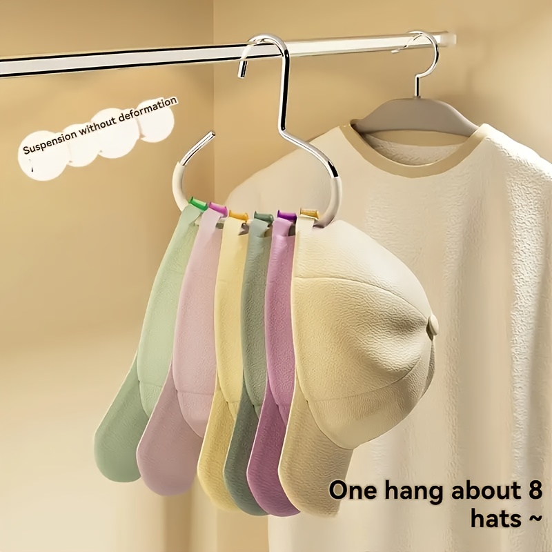 1pc New Hat Rack, Hat Storage Equipment 1 Rack Can Hang 8 High-top Hats, Dormitory Closet Hangs Baseball Hat Hooks, -functional Hat Display Rack At Home, Seamless, Without Hooks.