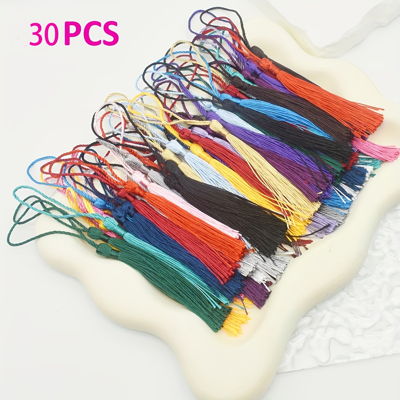TEMU 30 pz Mini Nappe con Anello - Nappe in Poliestere da 5 Pollici, Colori Casuali, Adatte per Segnalibri, Creazione di Gioielli, Forniture per