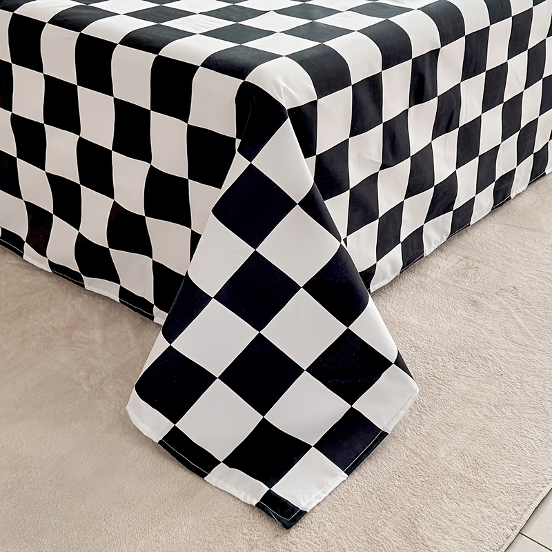 TEMU 1pc Bed Sheet, Black And White Checkered Print Bed Cover, Pillowcases Not Included