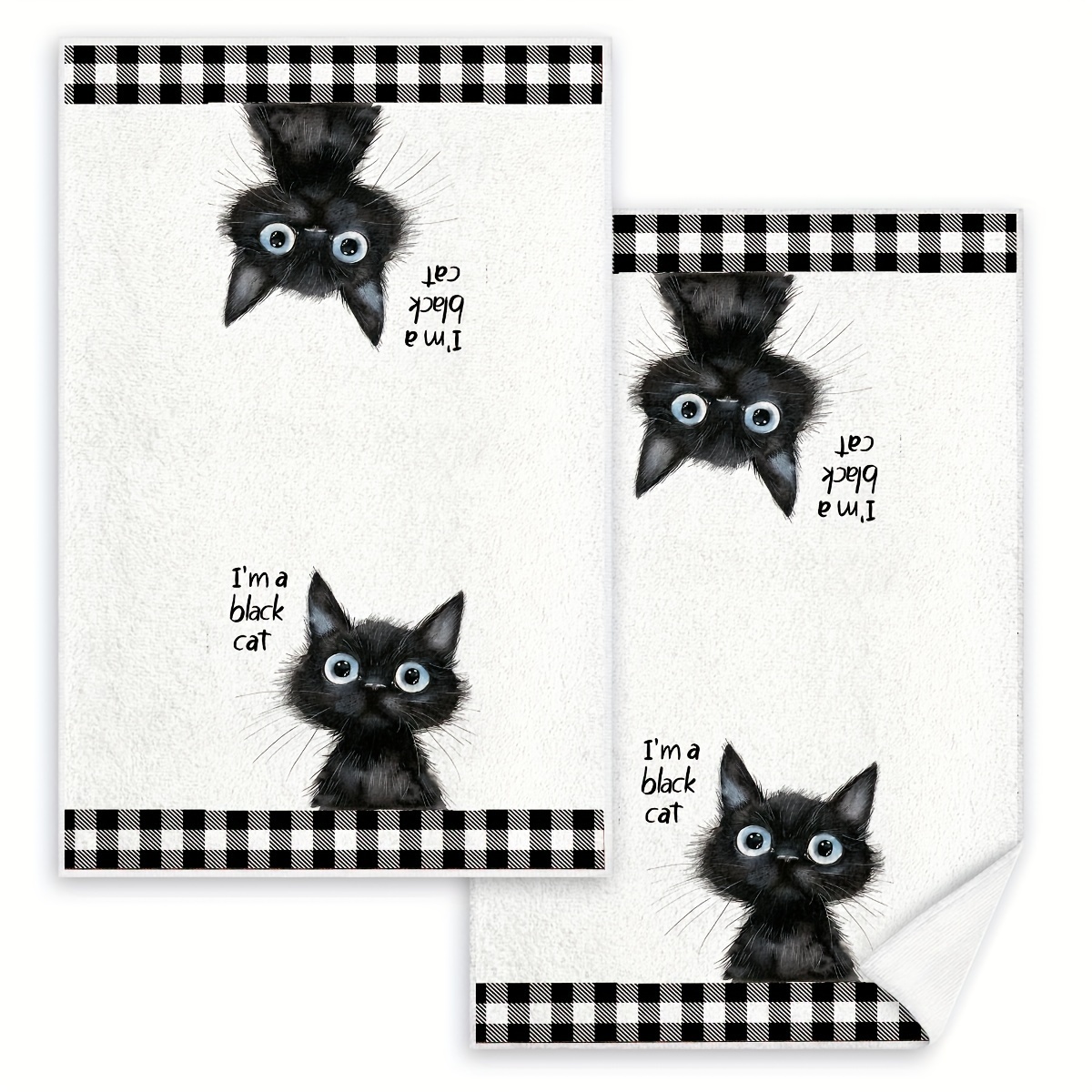 

2pcs, Hand Towel, Black Cat Kitchen Decorative Dish Towels, Absorbent Cloth Tea Towels For Cooking, Baking, Housewarming Gifts, Cleaning Supplies, Bathroom Supplies