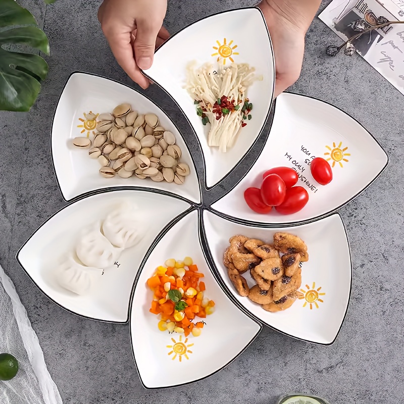 스웨덴 세라믹 분할 식기, 프랑스식 고급 세라믹 플래터 스낵 플레이트, 맛있는 트레이, 파티용 그릇 - 사탕과 스낵, 감자튀김과 딥핑 소스, 야채, 고기, 발렌타인데이, 세인트 패트릭 데이, 라마단 선물에 완벽함