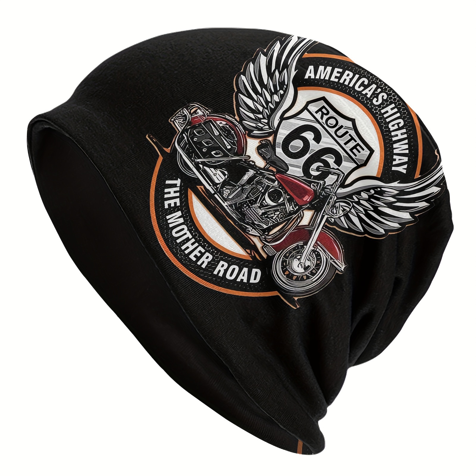 

Vintage Route 66 Skull Beanie - Lightweight, Stretchy Polyester Knit Hat For Men | Perfect Gift Idea