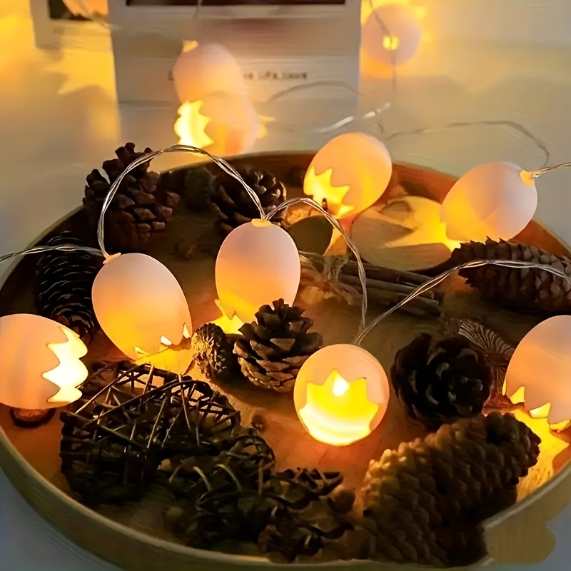 TEMU A String Of 10 Led Broken Shell Glowing Egg Lights, Perfect For Easter Decorations, Egg Parties, Festive Decor, Indoor Light Strings, Holiday