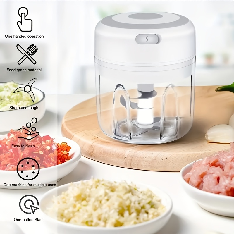 stainless steel electric mini garlic chopper mincer 8 45oz 250ml usb portable meat grinder for nuts vegetables fruits easy to clean cordless kitchen tool father gift Product details 6