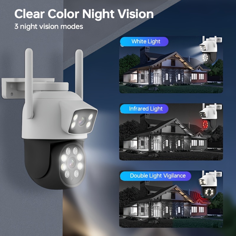 ZHXINSD 1920P Dual Lens Wireless Security Camera - 4MP Color Night Vision, Indoor/Outdoor Use, Two-Way Audio, Motion Alerts, IP65 Waterproof, USB Powered details 2