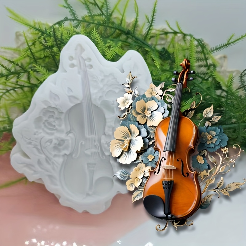 

Moule de design floral et de violon en silicone moderne pour la résine, le plâtre d'aromathérapie et les décorations de fondant pour gâteaux - Moule d'artisanat pour des de bricolage