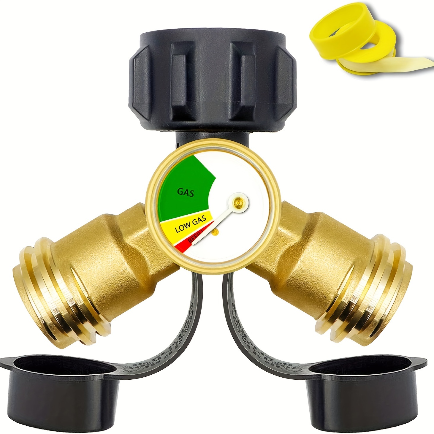 

Propane Splitter (propane Tank Y-splitter Adapter) With Pressure Gauge And Shut-off Valve, Bi- Propane Gas Splitter Adapter For Propane Tanks For Camping , Barbecues, Rv Campers And More.