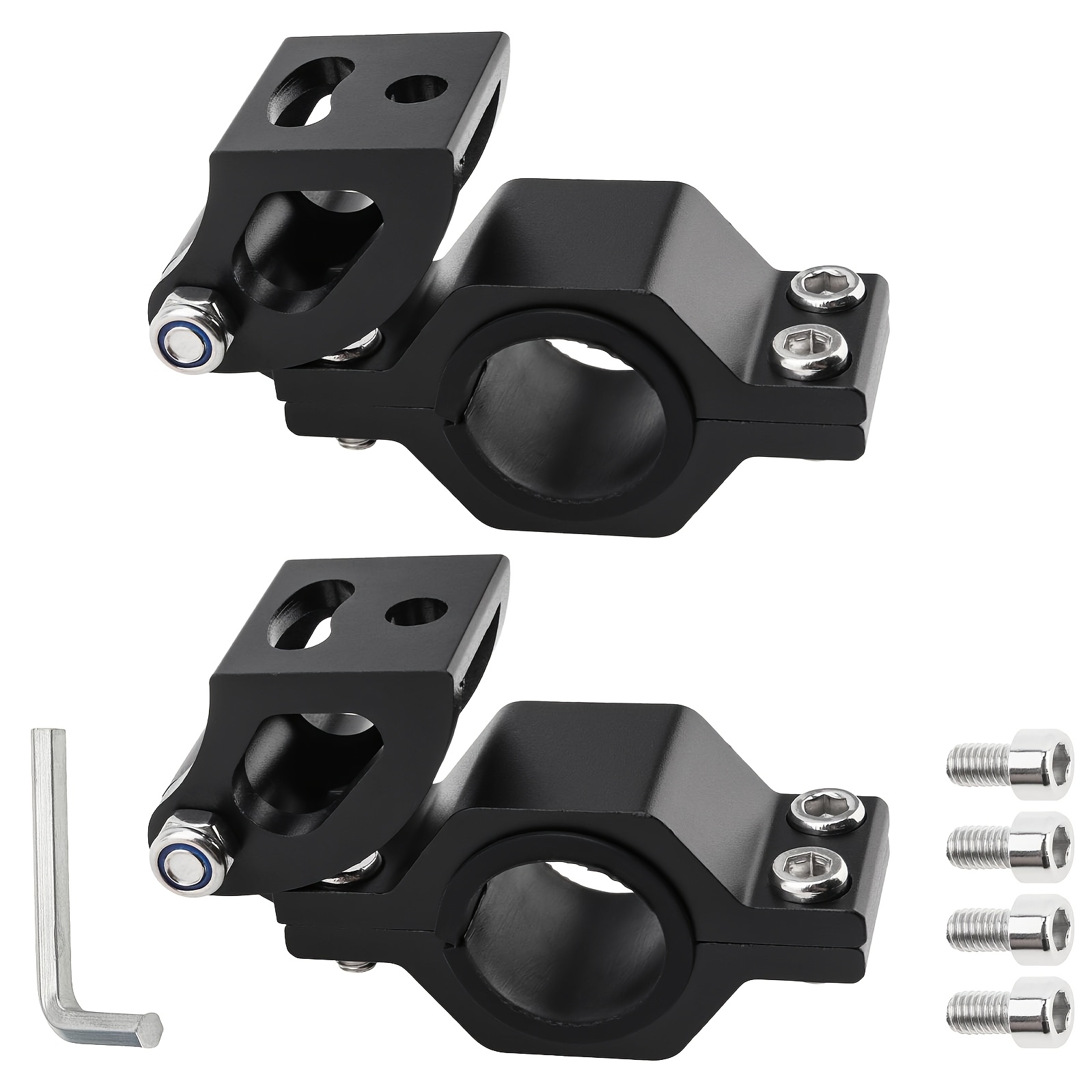 TEMU 2pcs 19-24mm/0.83-0.94 Inch Adjustment Spotlight Tube Mounting Clamp For Motorcycle Scooter Dirt Pit Bike Atv Utv Suv Tricycle/handlebar Bumper