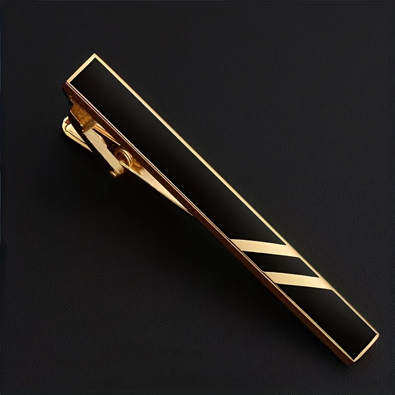 Image of 1pc Business Formal Men's Enamel Minimalist Line Tie Clip, Fashion Holiday Trendy Tie Clip