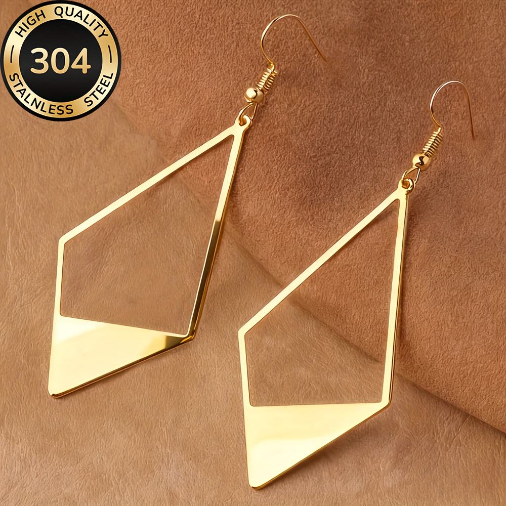 E-shop Hochwertige Edelstahl Hypoallergene Goldene Geometrische Ohrringe, -Verblassen, Einfach Elegant, Modische Damenohrringe Schmuckaccessoires für