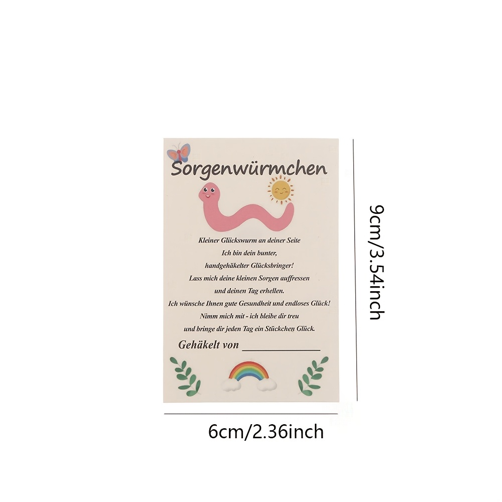 TEMU 20 Stück Deutsche Glückswurm Glückswurm Grußkarten Geschenk Segenskarte Display Karte Papier