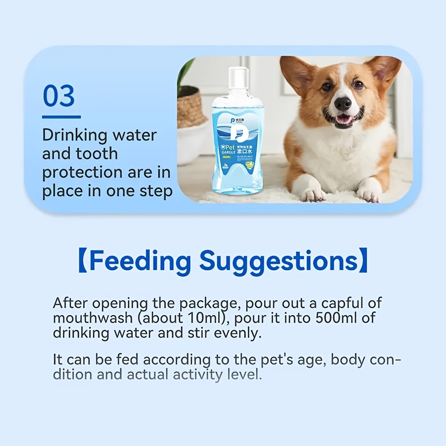 380Ml Pet Probiotic Mouthwash, Offering Dual Care for Fresh Breath And Brighter Teeth, Suitable for Most Cats And Dogs, Product for Daily Home Pet Oral Care, Helping to Remove Tartar And Reduce Oral Odor, an Ideal Oral Care Tool for Home Cleaning