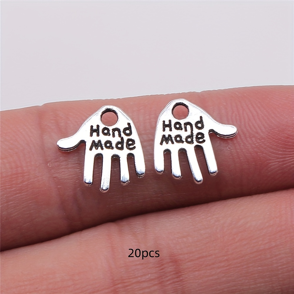 Image of 20pcs Handmade Small Palm Pendant Diy Necklace Earrings Charm Accessories Handcrafted Jewelry Craft 13x13mm