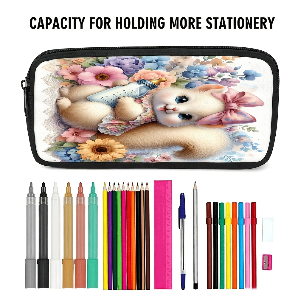 Large Zipper Squirrel Baby Pattern Printed Pencil Bag