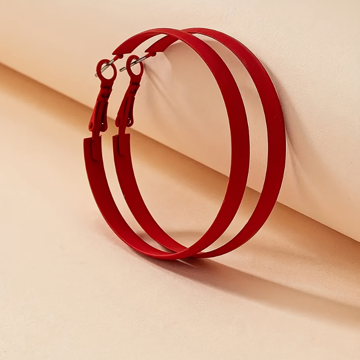 Image of Vintage Simple Alloy Hoop Earrings With Stainless Steel Needle For Daily And Party Occasions - No Mosaic Or Plating (black)