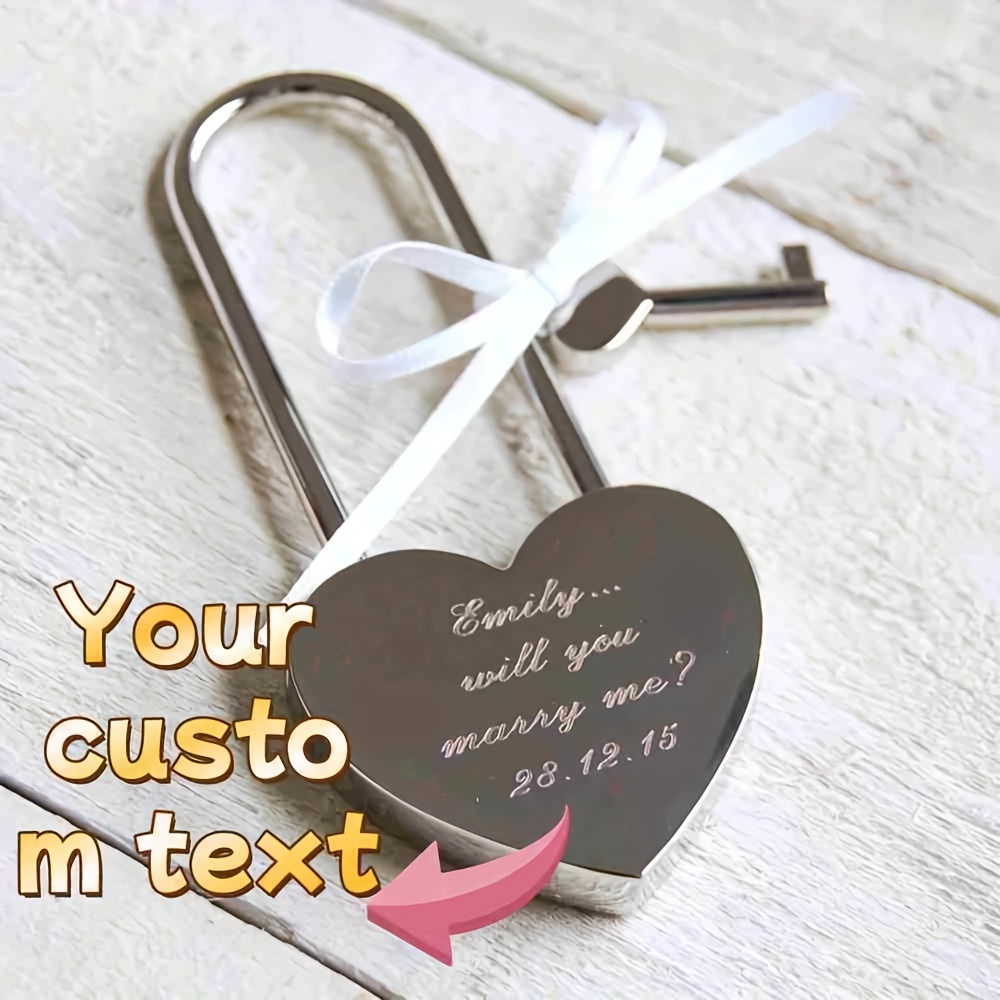 Personalized Laser-Engraved Heart-Shaped Lock