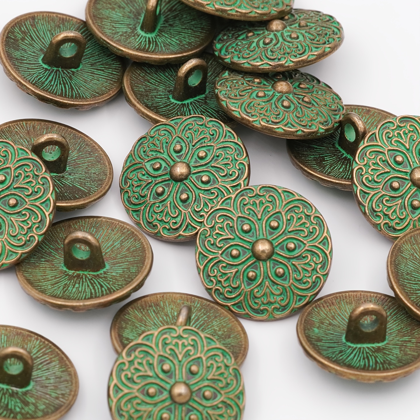 TEMU 6pcs, Boutons Turquoise Vintage Motif Bronze, 17.5Mm/0.69In, Épaissis et Durables, Adaptés pour l'Artisanat, Vêtements, Vestes, Sacs, Chemises -