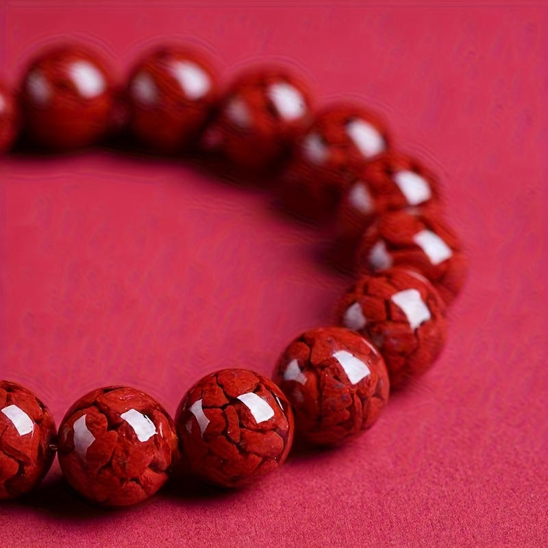 Cinnabar Round Beads & Rose Quartz Sand Hand String Bracelet