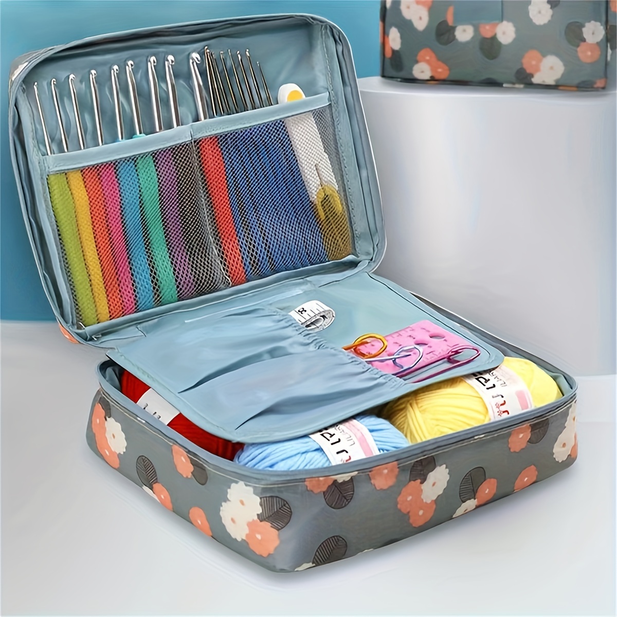 

1 Large Capacity Storage Bag - Portable Fabric Organizer For Storing Yarn, Crochet Hooks, And Accessories - Ideal Gift For , Wives, And Friends - , Stylish