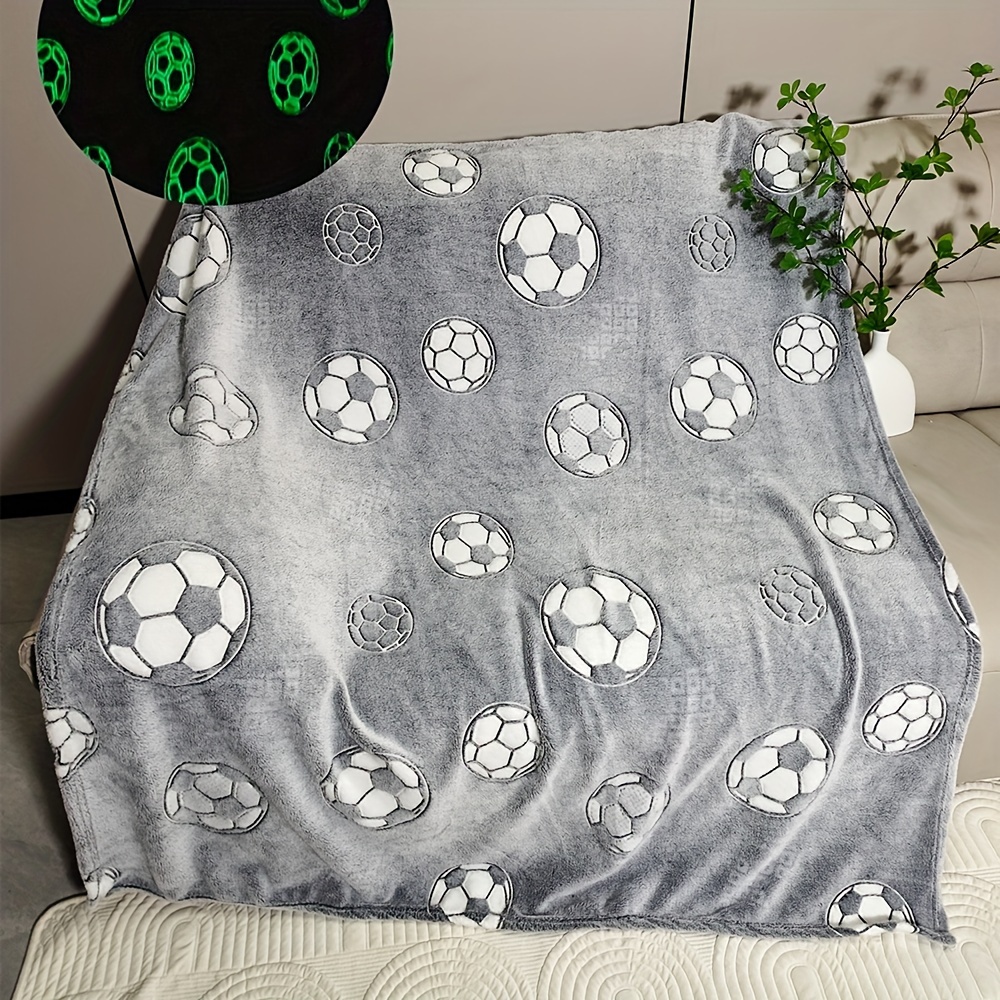 TEMU -the-dark Soccer Blanket - Soft, Cozy Flannel For All | Perfect Gift For Sports Fans | Ideal For Sofa, Bed, Car, And Office Use