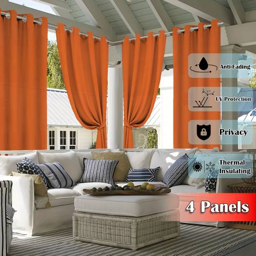 4 panels outdoor curtains for patio waterproof weatherproof uv and fade resistant outside curtains for gazebo front porch pergola sun blocking privacy curtain
