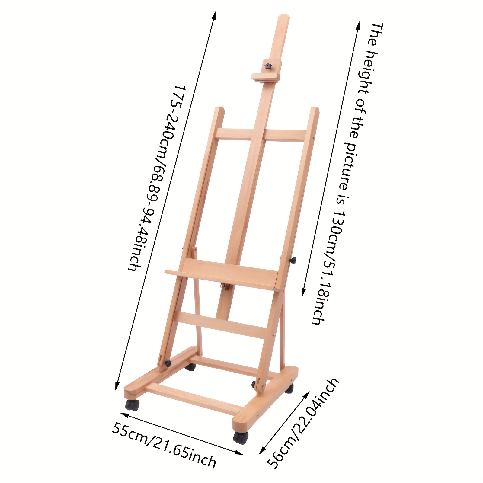 TEMU Adjustable Large Studio Easel On Wheels Artist Adjustable Removable Tilt Easel Floor Easel Stand For Art Exhibitions Art Schools Classrooms