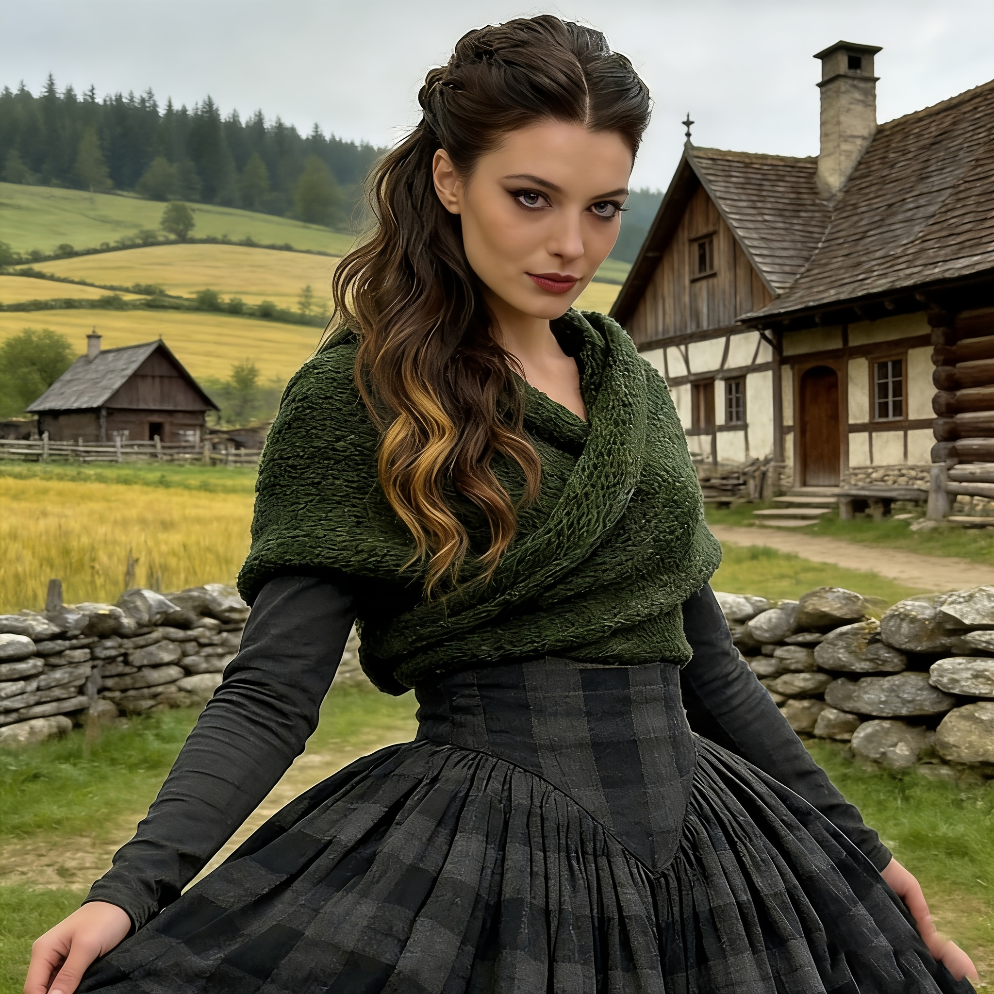 TEMU Thick Knit Triangular Scarf In Renaissance Style For Women, Perfect For Viking Bridesmaids . This Knitted Shawl Serves As A Retro For Halloween,
